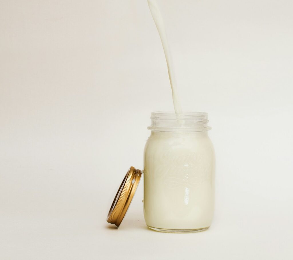 mason jar filled with what looks like is kefir